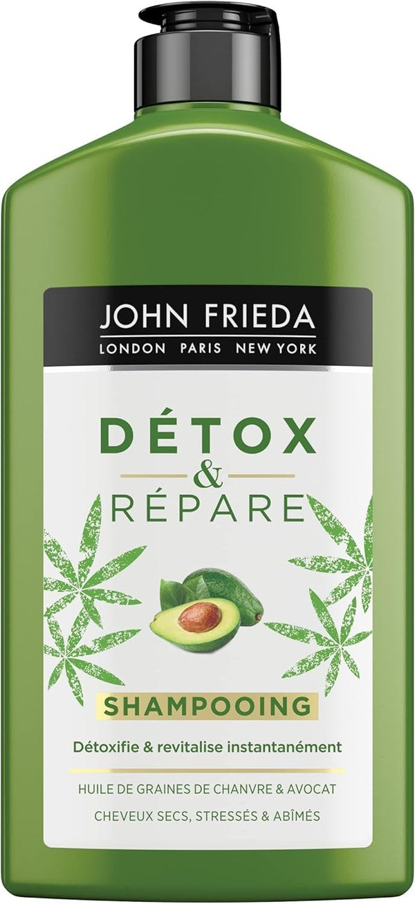 John Frieda Detox Shampoo Avocado Oil & Green Tea 250ml Repair Dry Damaged Hair