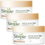 Simple Protect N Glow Rest Reset 72H Hydrating Gel Moisturiser 50ml Pack of 3 by Simple