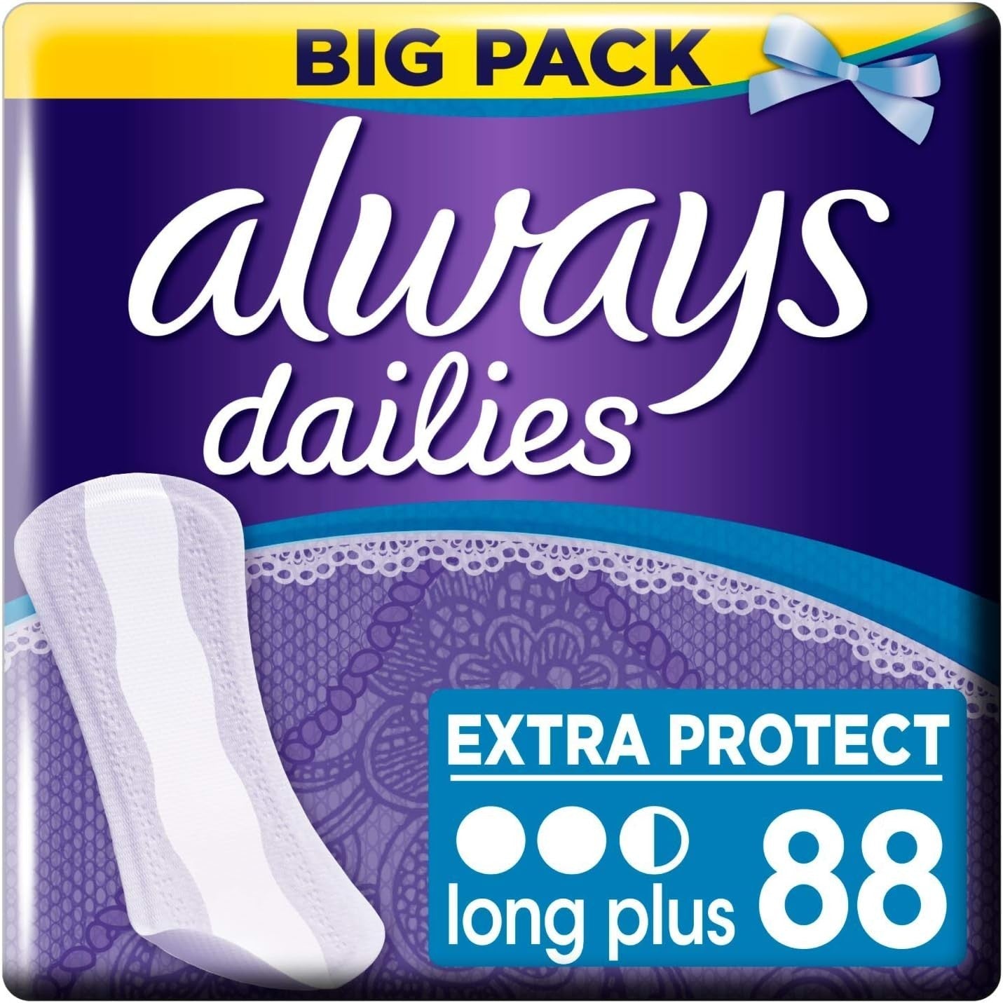 Always Dailies Extra Protect Long Plus Pantiliners 88 Pack 480g Daily Protection by Always