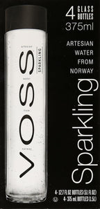 Voss Sparkling Artesian Water 375ml x4 | Premium Sparkling Mineral Bottled Drink by VOSS