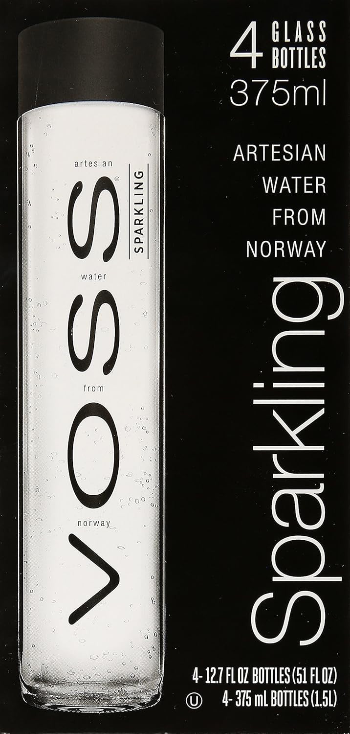 Voss Sparkling Artesian Water 375ml x4 | Premium Sparkling Mineral Bottled Drink by VOSS