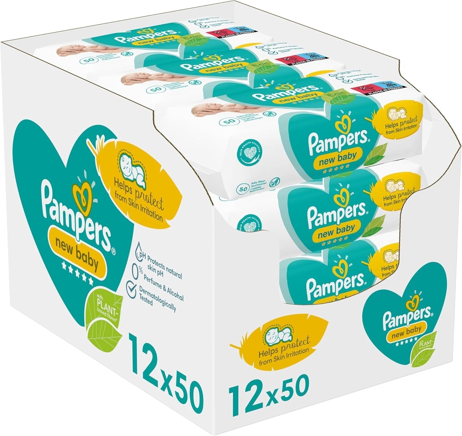 Pampers Baby Wipes 12x50 (600) Sensitive Skin Wet Wipes Unscented Newborn Care by Pampers