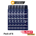 NIVEA MEN DEEP Black Carbon Anti-Perspirant Spray 250ml Pack of 6 Deodorant by Nivea Men