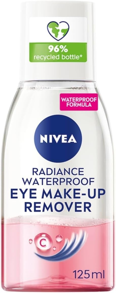 NIVEA Waterproof Eye Make Up Remover Gel Radiance 125ml Sensitive Skin Pink