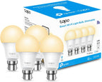 TP-Link Tapo Smart Wi-Fi LED Bulb B22 8.7W Dimmable Warm White 4-Pack Alexa by TP-LINK