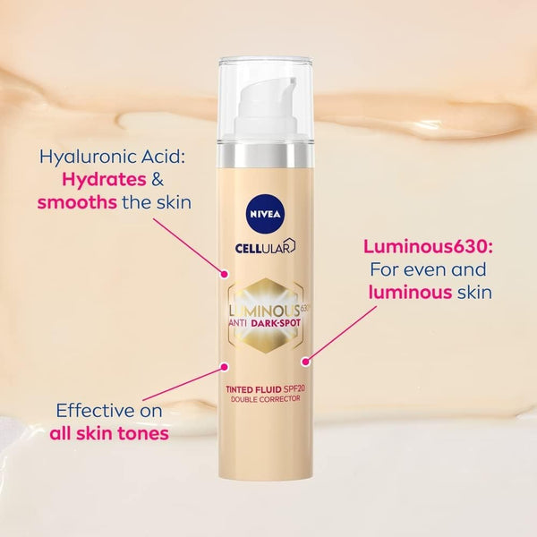 NIVEA Cellular LUMINOUS 630 Tinted Fluid 40ml SPF20 | Dark Spot Corrector