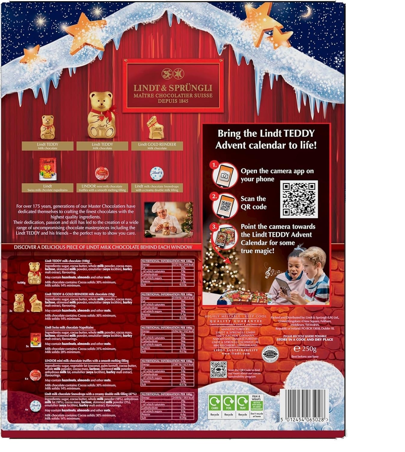 Lindt Teddy Milk Chocolate Advent Calendar 2025 250g Christmas Gift by Lindt