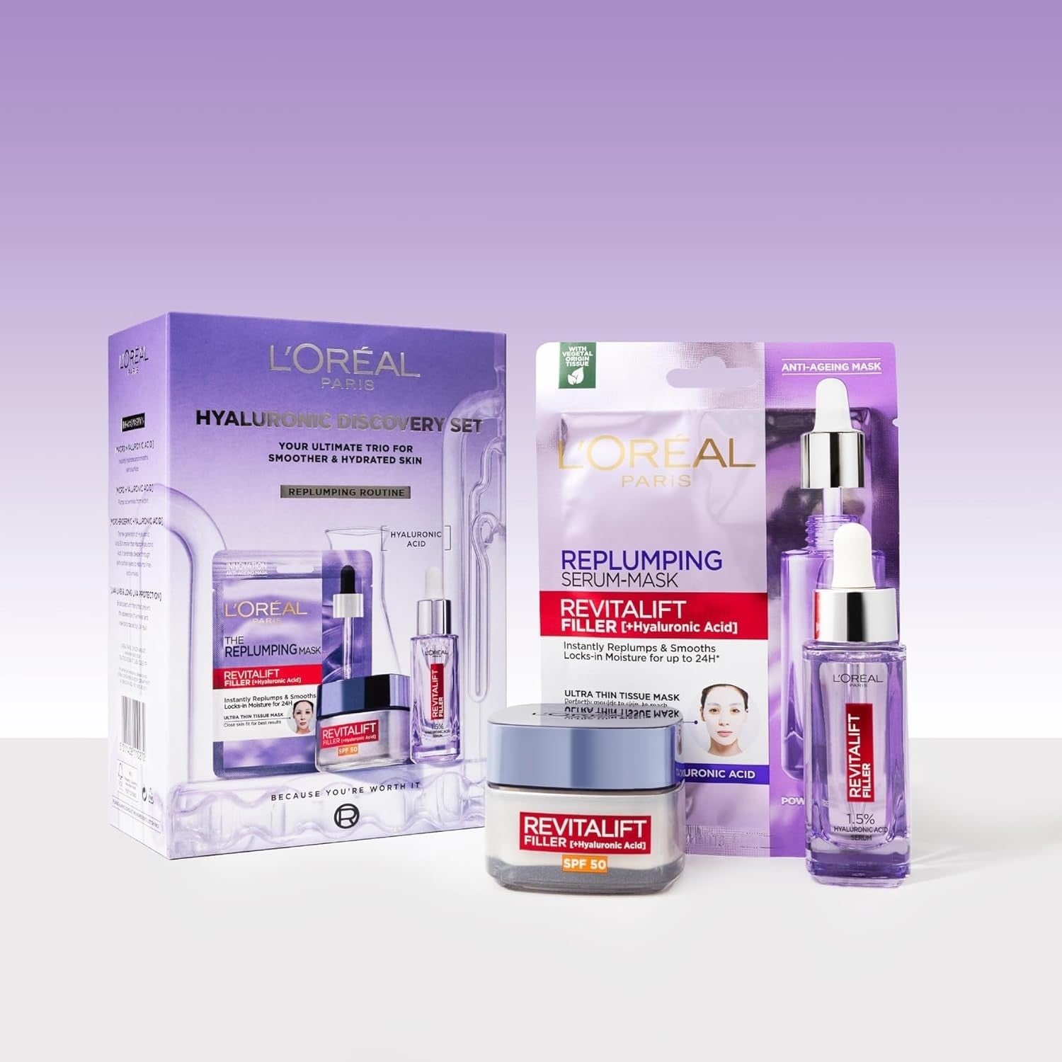 L'Oreal Paris Revitalift Hyaluronic Acid Discovery Gift Set Serum Cream Mask by L'Oréal