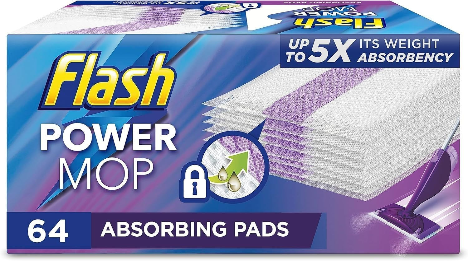 Flash Power Mop Refill Pads Multi-Surface Wet Mop Absorbing Floor Cleaning Wipes by Flash