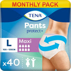 TENA Maxi Pants Size L Unisex 40 Pack Heavy Incontinence Protection, Dual Absorb by Tena