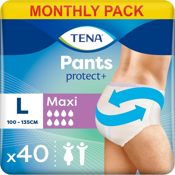 TENA Maxi Pants Size L Unisex 40 Pack Heavy Incontinence Protection, Dual Absorb