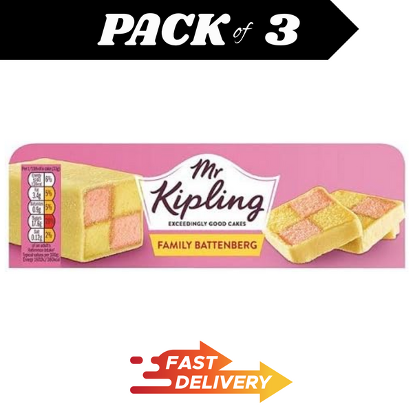 Mr Kipling Battenberg Cake – Family Size 315g Pack of 3 | Classic Almond Marzipan