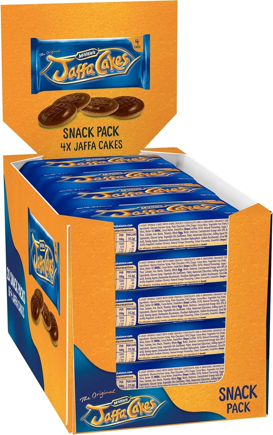McVitie’s Jaffa Cakes Snack Pack – 20 Single Serve Packs (80 Cakes) – Orange by McVitie's