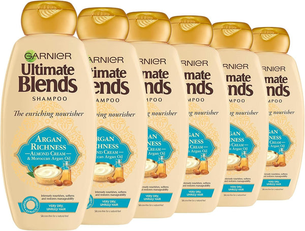 Garnier Ultimate Blends Shampoo Argan Oil Almond Cream 360ml Pack of 6 Nourish