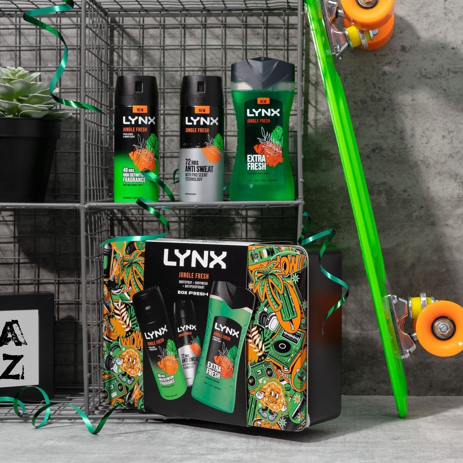 Lynx Box Fresh Jungle Fresh 3-in-1 Gift Set 2pk & 4pk Bodywash, Spray, Deodorant by Lynx