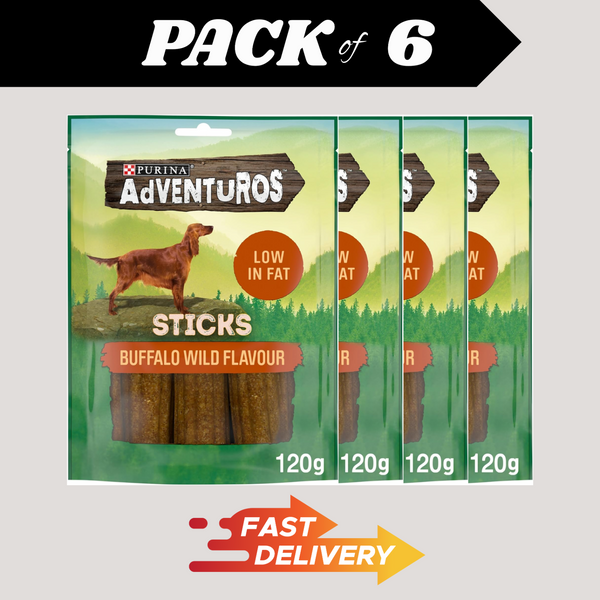 Adventuros Buffalo Dog Treats 120g Sticks Pack 6 Low Fat