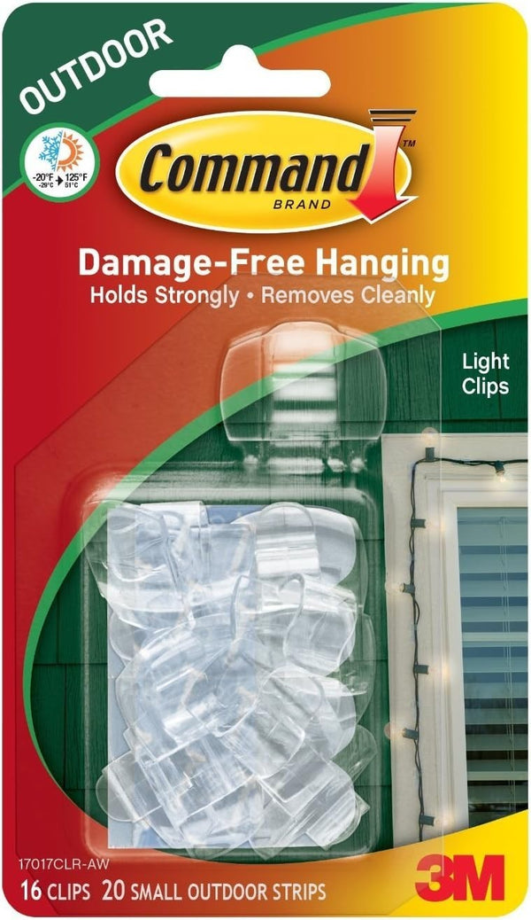 Command Outdoor Light Clips Clear Wall Mounts Weatherproof