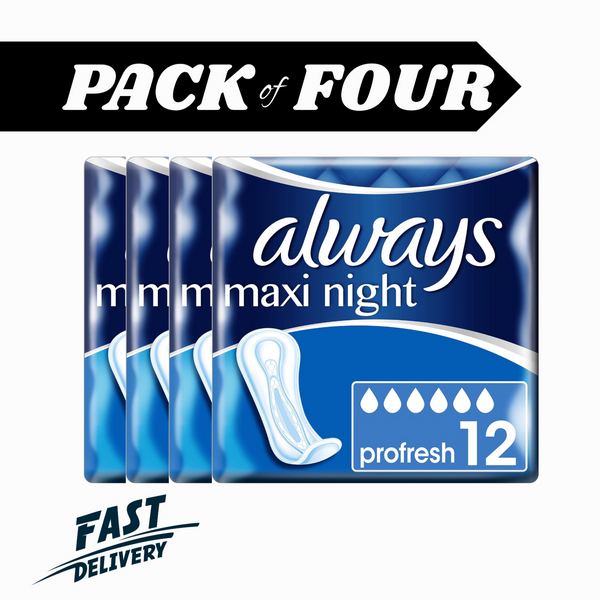 Always Maxi Night ProFresh Towels 4 Pack Of 12 Pads No Wing