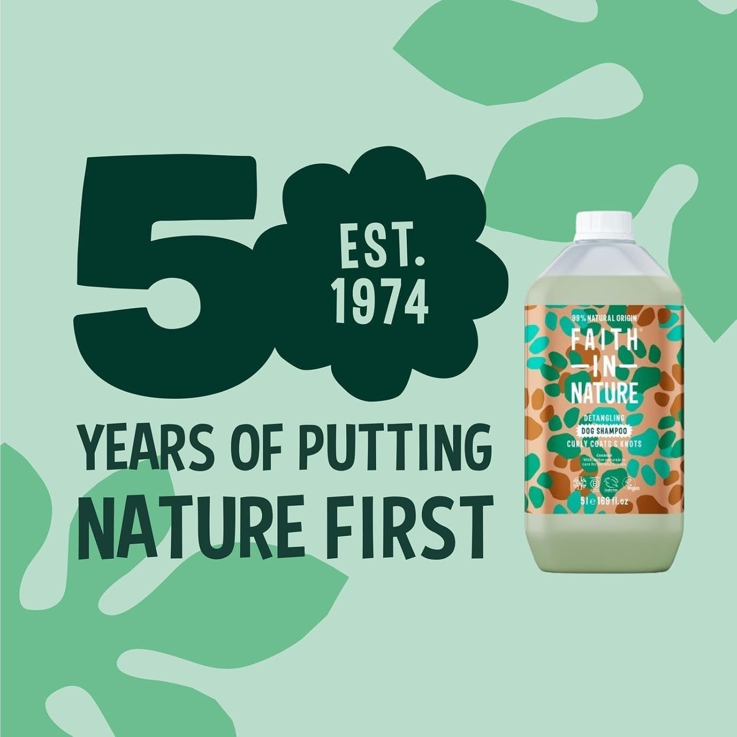 Faith In Nature Coconut Dog Shampoo 5L | Vegan Natural Detangling Pet Wash Refil by Faith in Nature