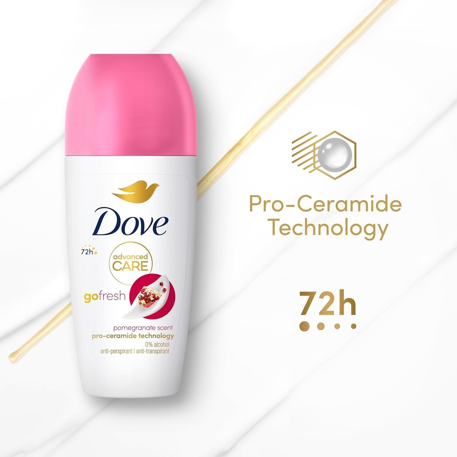 Dove Advanced Care Go Fresh Pomegranate Roll-On Deodorant 50ml Pack of 6 by Dove