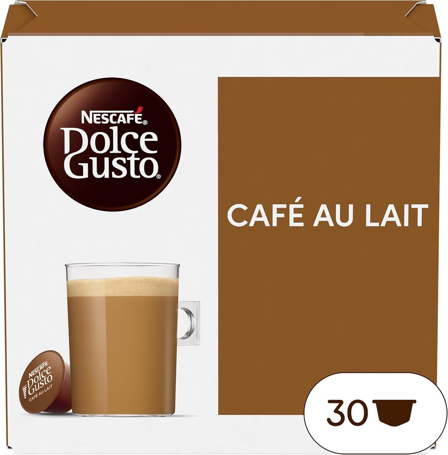 NESCAFÉ Dolce Gusto Café au Lait Coffee Pods 30 Capsules Medium Roast UK by NESCAFÉ