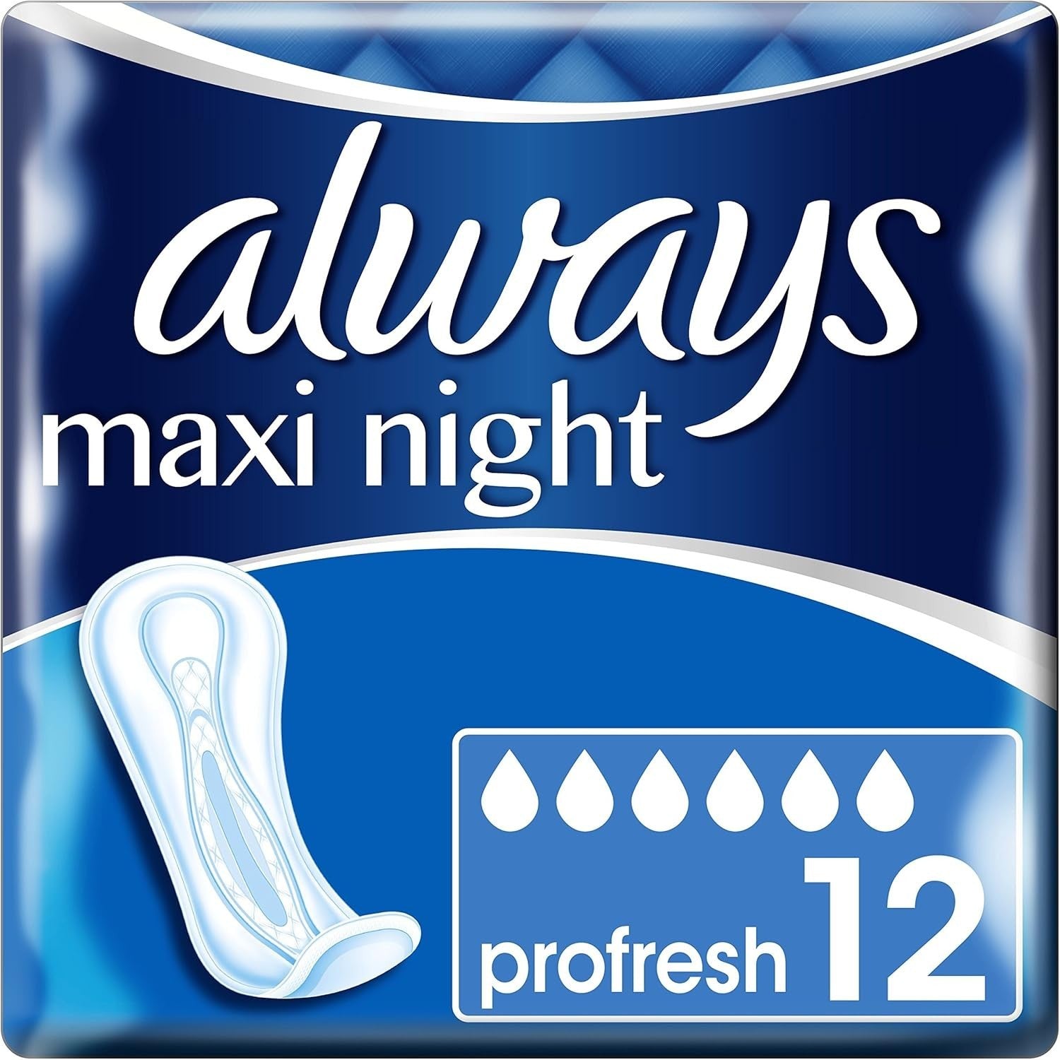 Always Maxi Night ProFresh Towels 4 x 12 Pads | Sanitary Pads for Women, No Wing by Always