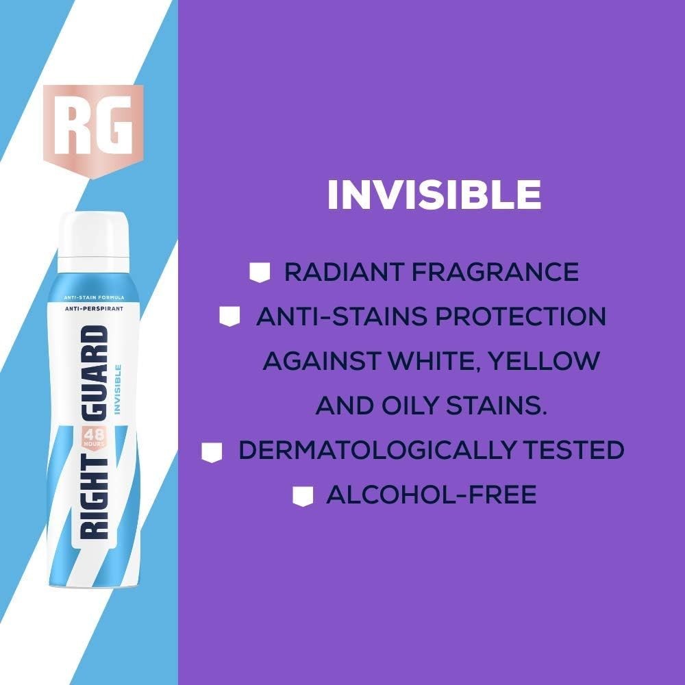 Right Guard Women’s Total Defence 5 Invisible Anti-Perspirant Spray 150ml, Pack by Right Guard