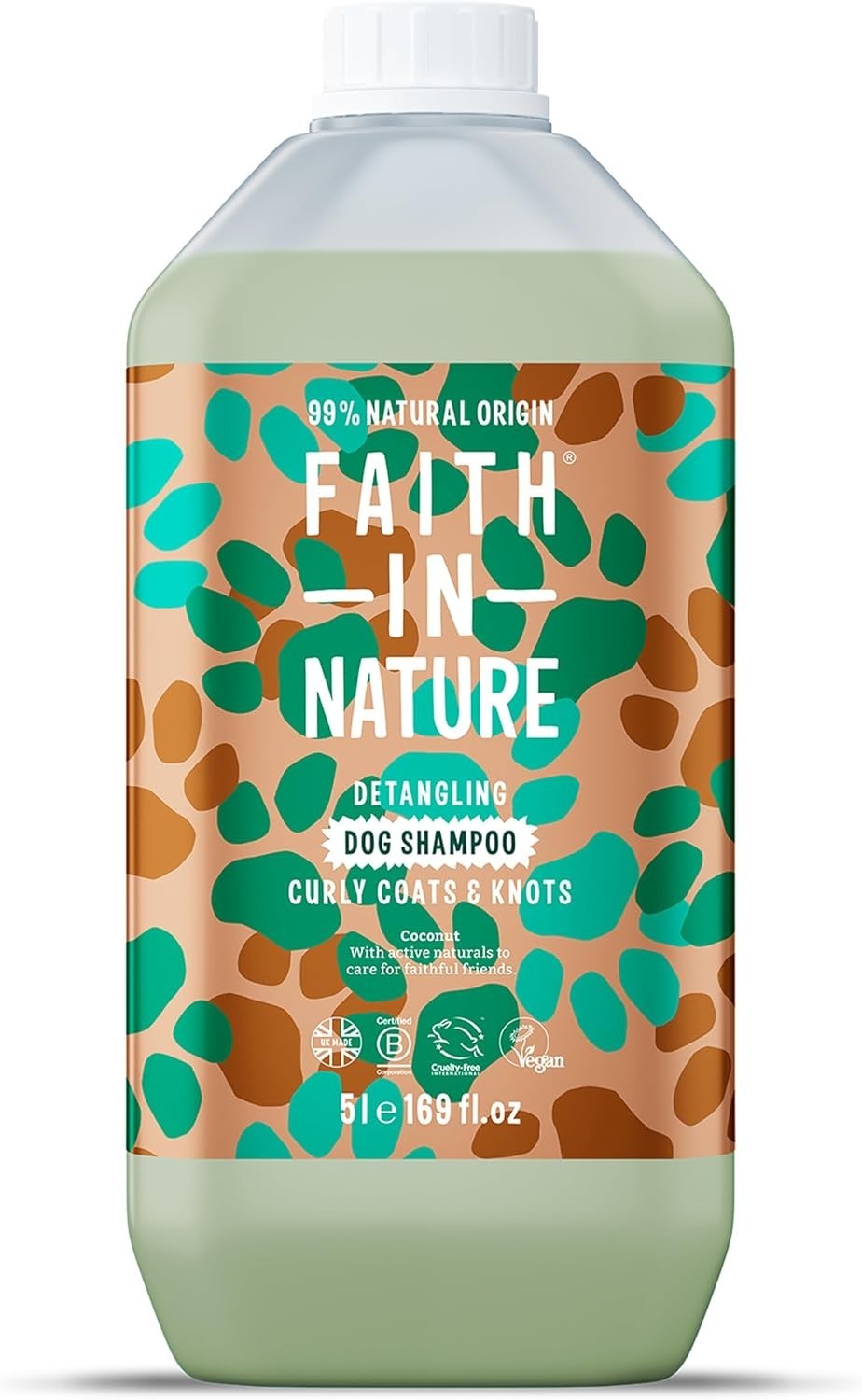 Faith In Nature Coconut Dog Shampoo 5L | Vegan Natural Detangling Pet Wash Refil by Faith in Nature