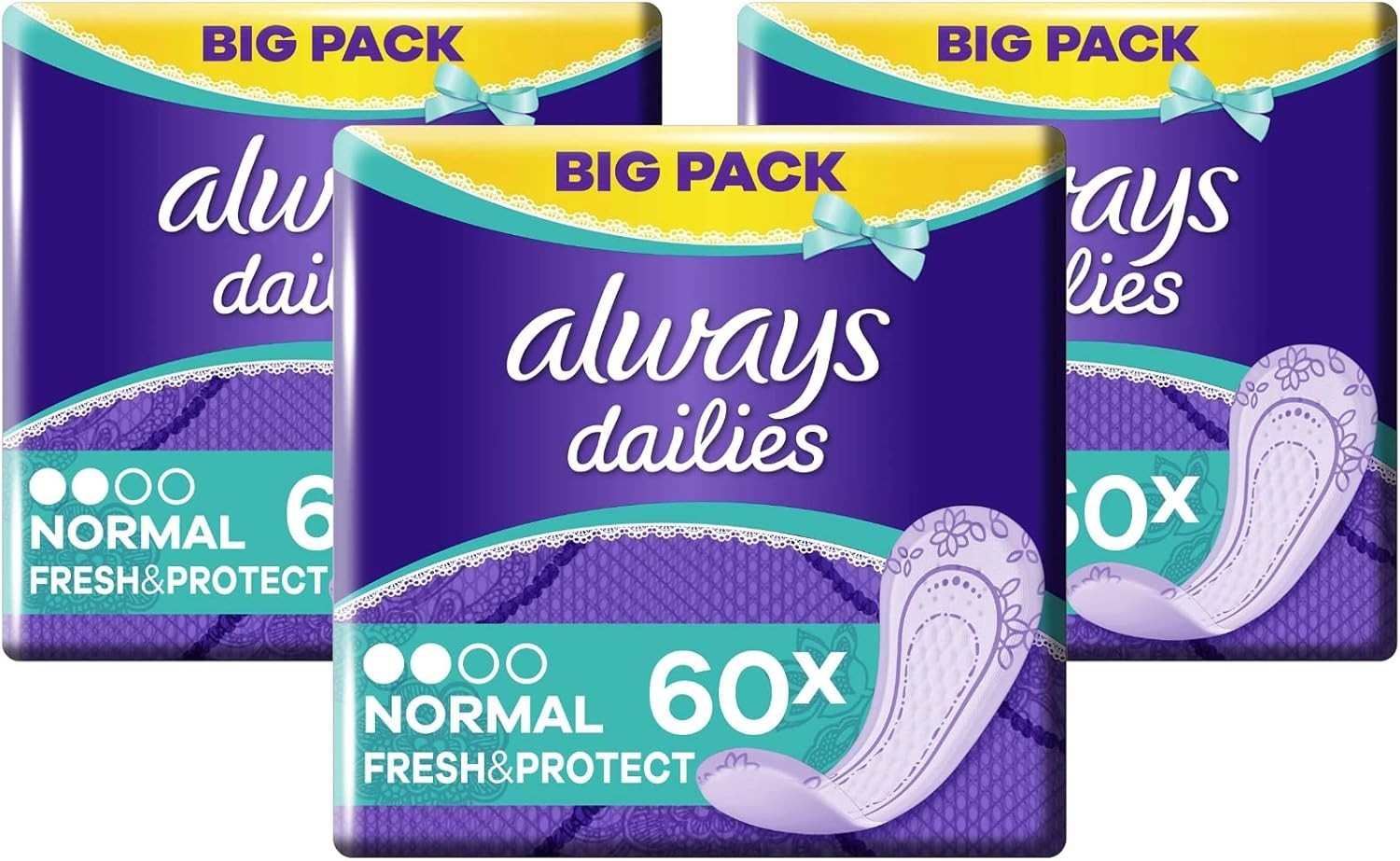 Always Dailies Fresh And Protect Pantyliners 60 Pack Of 3 by Always