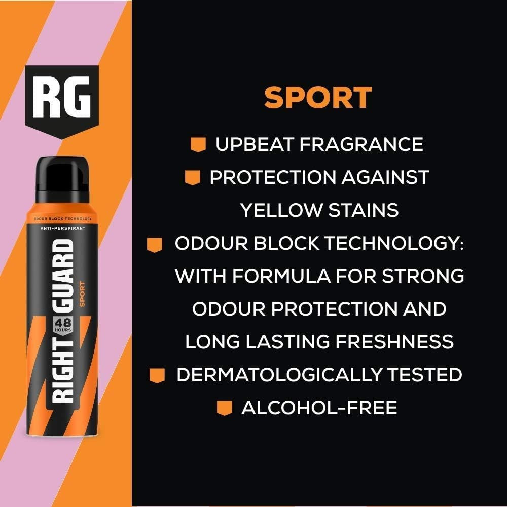 Right Guard Men’s Deodorant Total Defence 5 Sport Anti-Perspirant 150ml 6 Pack by Right Guard