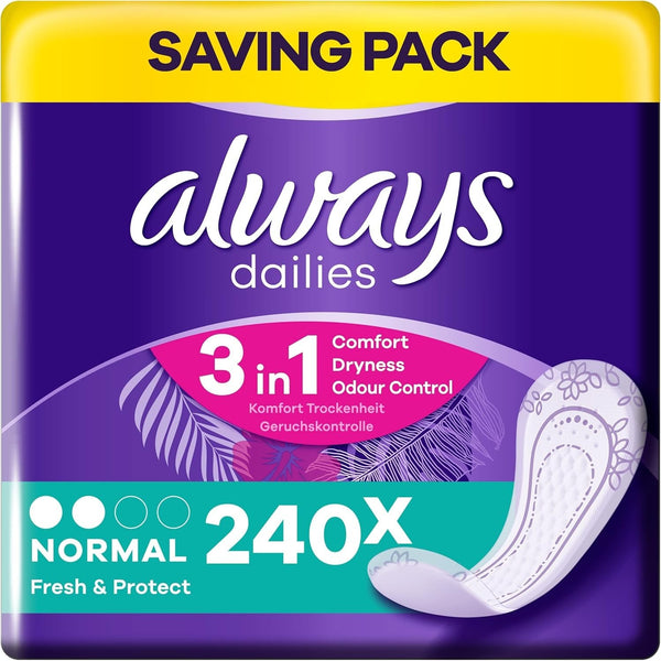 Always Pantyliners Normal 240 Liners Odour Neutraliser