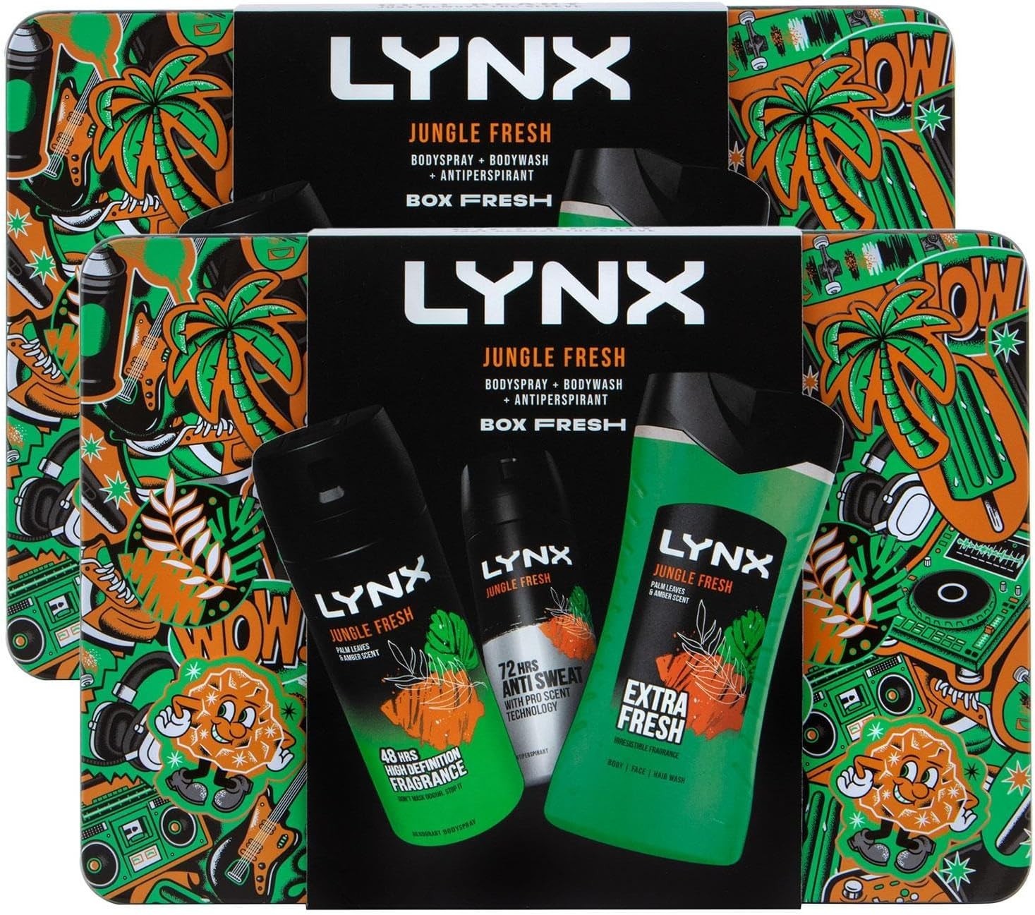Lynx Box Fresh Jungle Fresh 3-in-1 Gift Set 2pk & 4pk Bodywash, Spray, Deodorant by Lynx