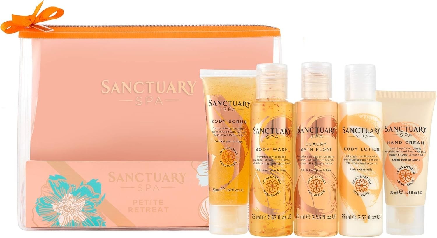 Sanctuary Spa Petite Retreat Gift Set | Travel Bag with Vegan Bath & Body by Sanctuary
