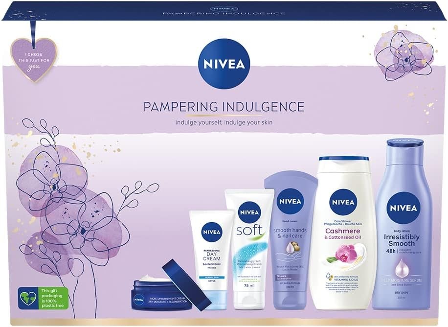 NIVEA Pampering Indulgence Gift Set | 6 Pc Women’s Luxury Skincare Collection by NIVEA