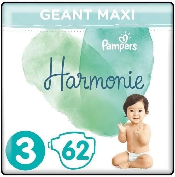 Pampers Harmonie Nappies Size 3 (6-10kg) 62 Count | Baby Diapers Eco Pack by Pampers