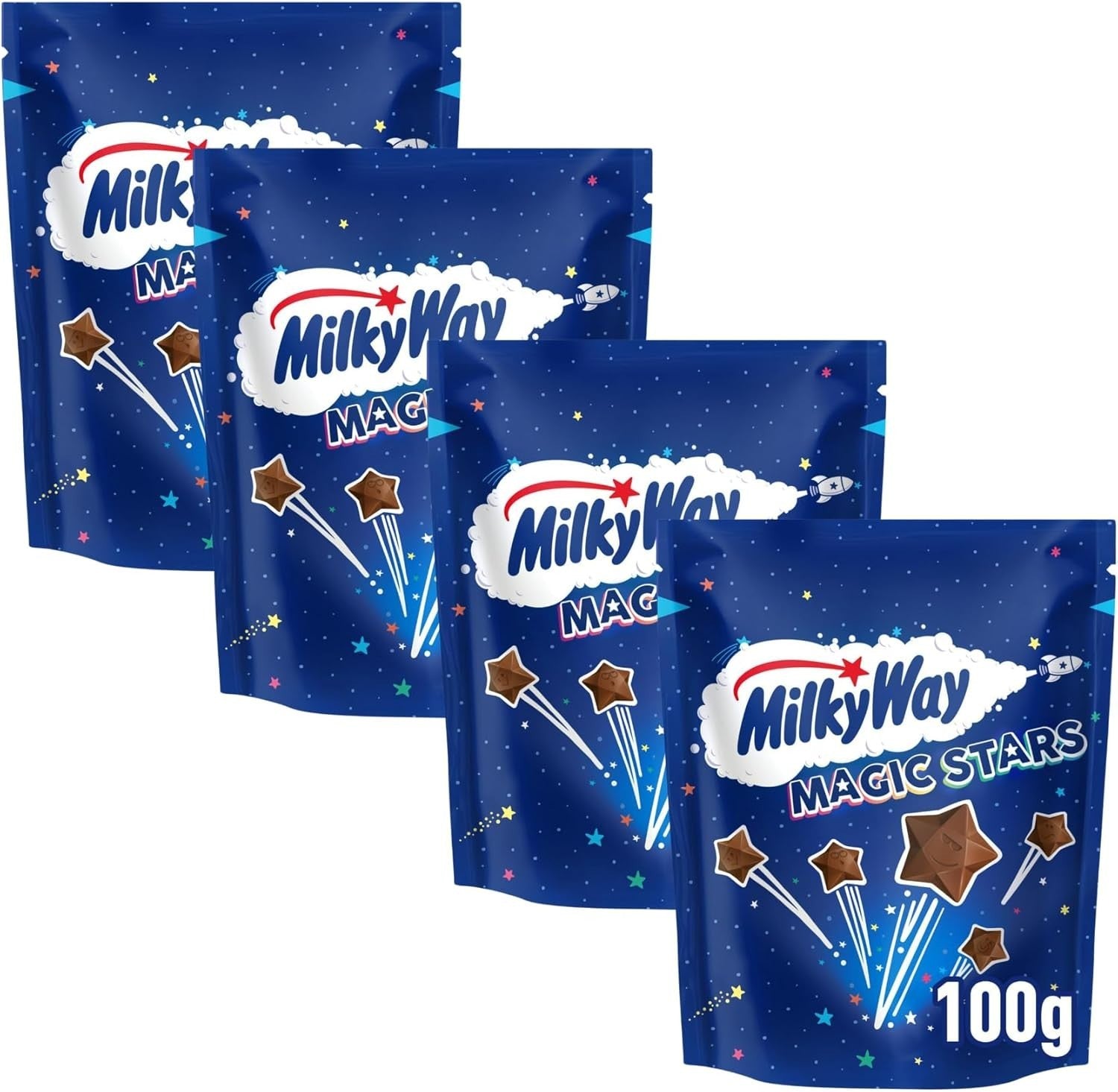 Milky Bar Magic Stars Chocolate Sharing Bag Bundle | 4x100g White Chocolate by Milky Way