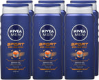 NIVEA MEN Sport Shower Gel 6x400ml Body Wash Lime Scent All-in-1 Refreshing by Nivea Men