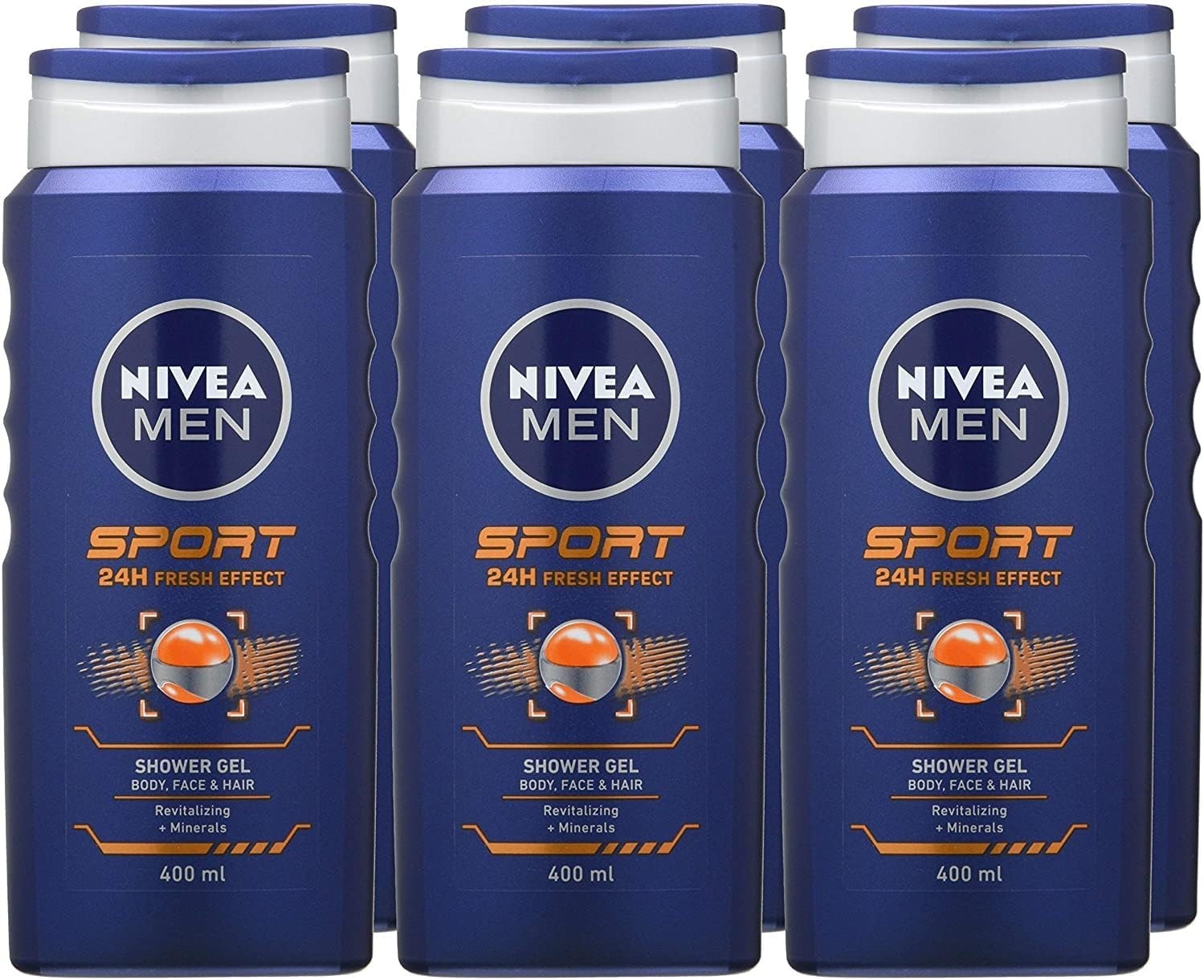 NIVEA MEN Sport Shower Gel 6x400ml Body Wash Lime Scent All-in-1 Refreshing by Nivea Men