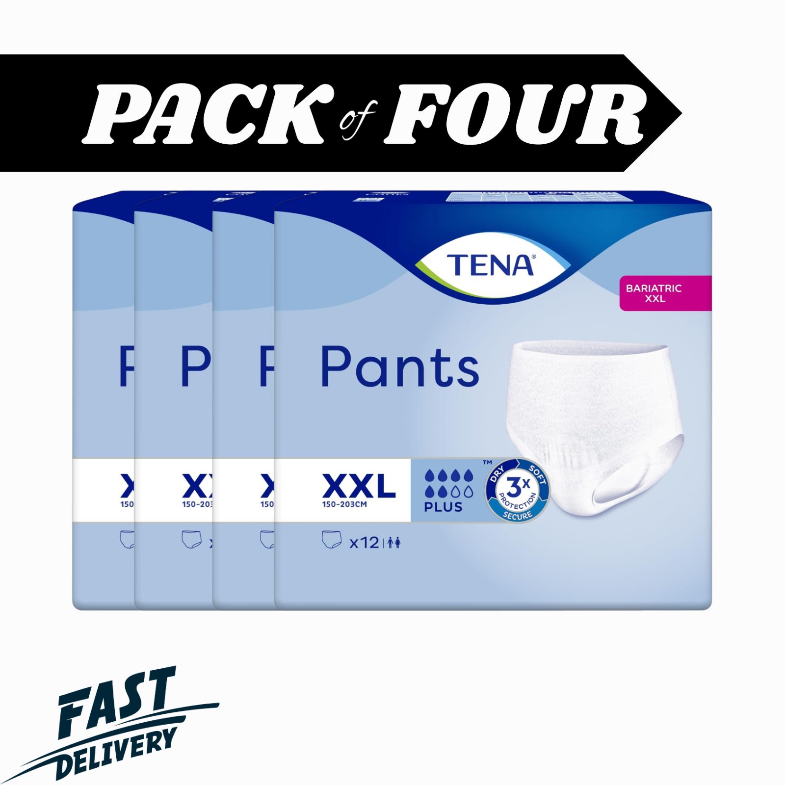 TENA Pants Bariatric Plus XXL Incontinence Pants 4 Packs of 12 Disposable by Tena