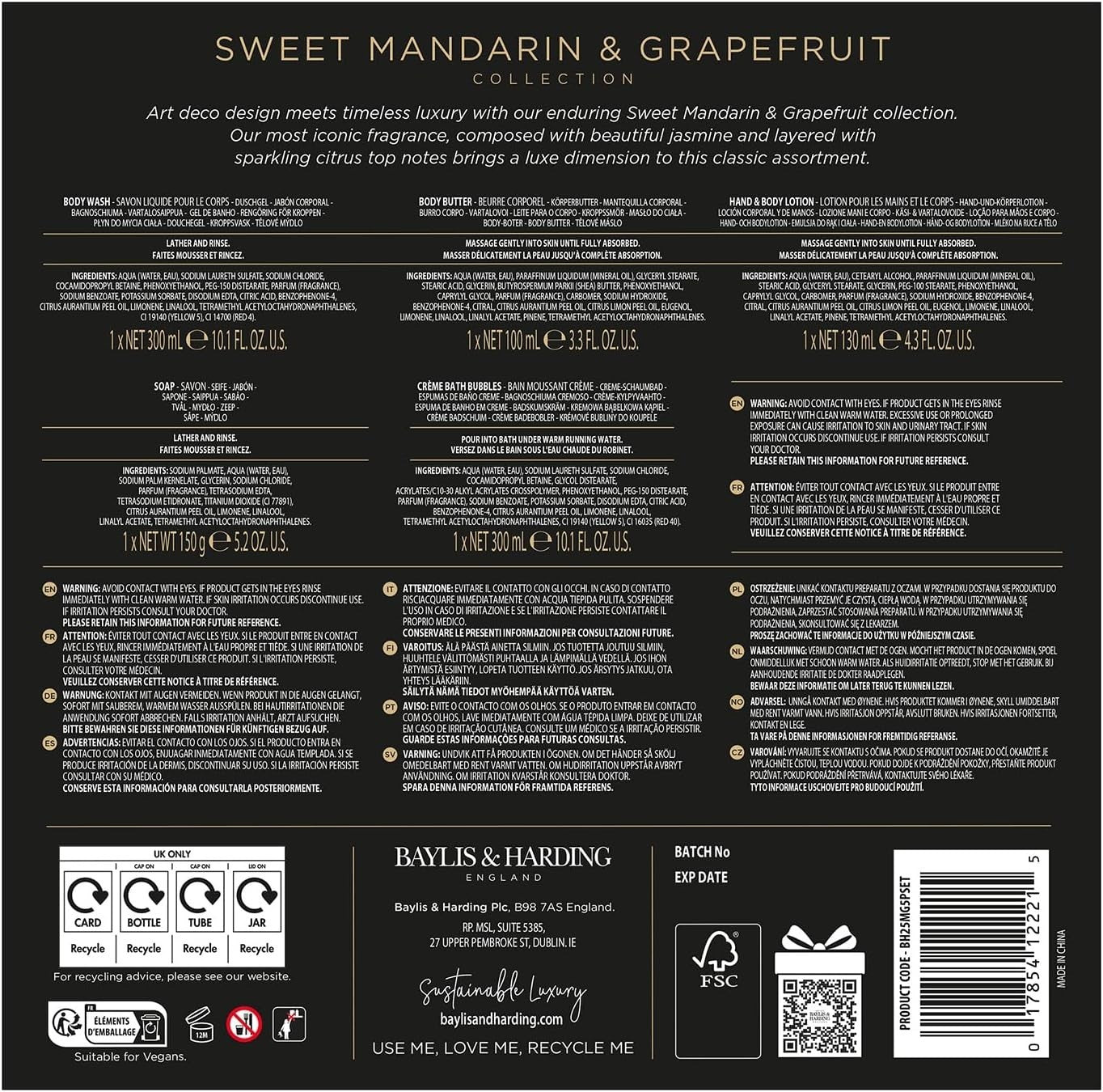 Baylis & Harding Sweet Mandarin & Grapefruit Pamper Gift Set Vegan Friendly by Baylis & Harding