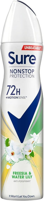 Sure Freesia & Water Lily Body Spray 250ml x3 | 72H Sweat & Odour Protection by SURE