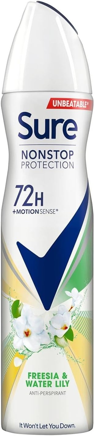 Sure Freesia & Water Lily Body Spray 250ml x3 | 72H Sweat & Odour Protection by SURE