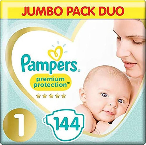 Pampers New Baby Nappies Size 1 - 144 Count Jumbo Pack | Disposable Diapers