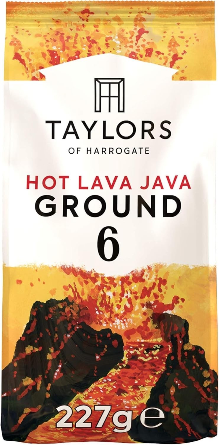 Taylors of Harrogate Hot Lava Java Ground Coffee 227g x6 Bags Dark Roast by Taylors of Harrogate