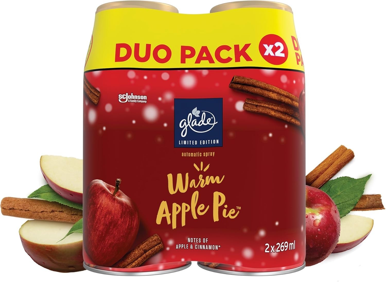Glade Automatic Air Freshener Refills Warm Apple Pie | 8x269ml Duo Pack by Glade