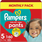 Pampers Baby-Dry Nappy Pants Size 5 (160 Count) – Monthly Pack, 12–17kg Babies by Pampers