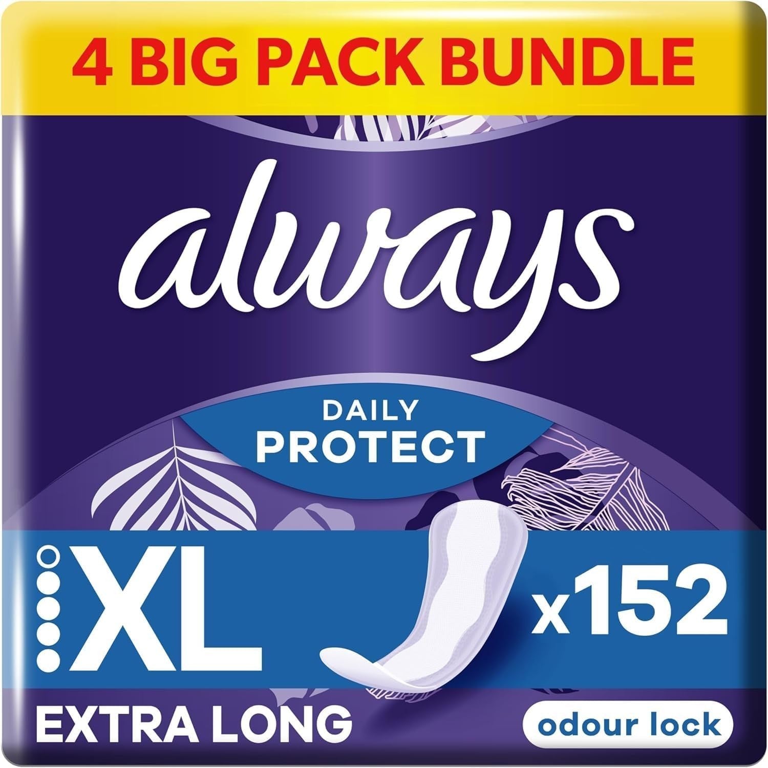 Always Daily Protect Extra Long Odour Lock Liners 152 Count by Always