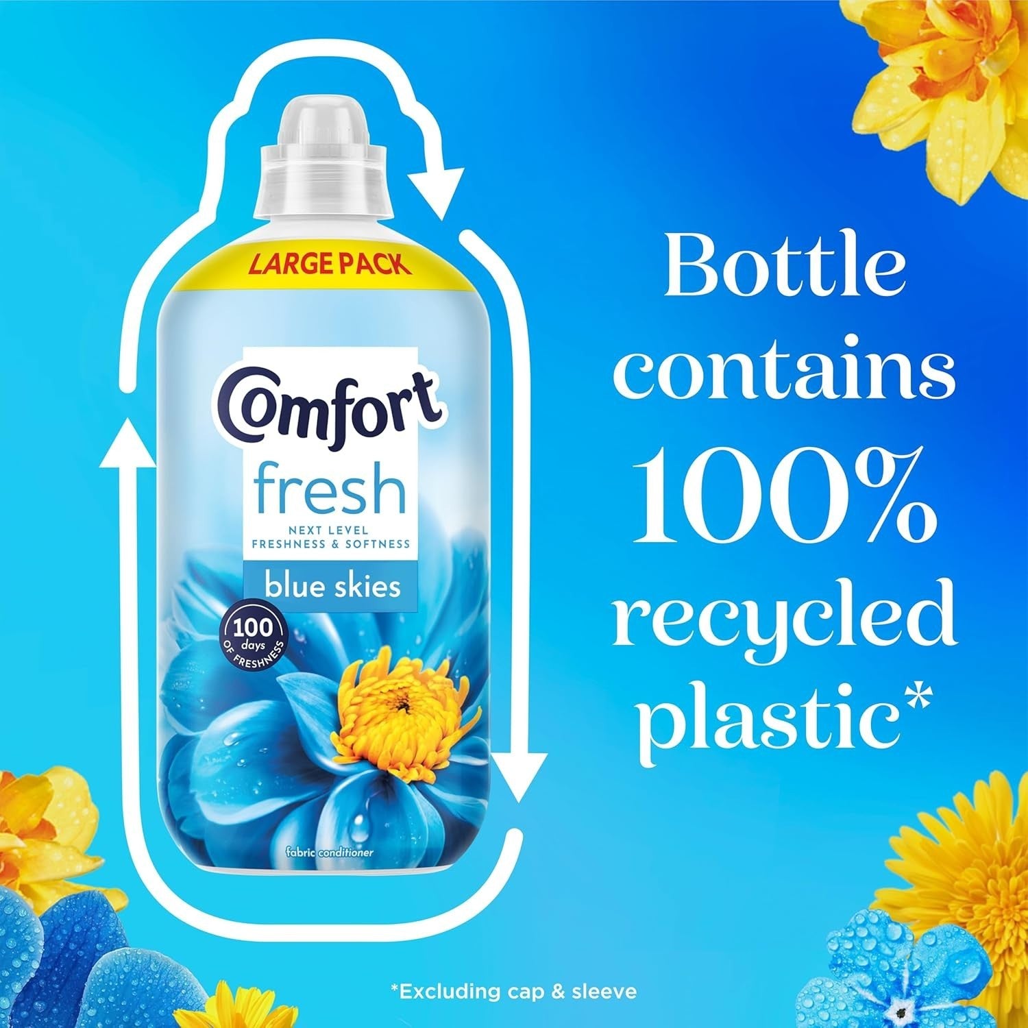 Comfort Blue Skies Fabric Conditioner 6x1.44L, 288 Washes, 100 Days Freshness by Comfort