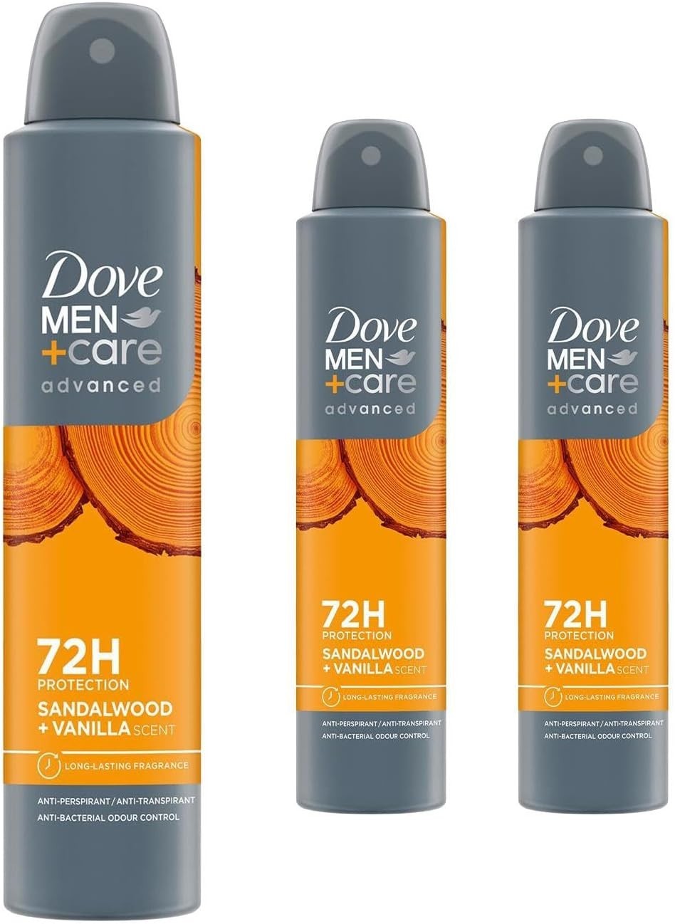 Dove Men+Care Sandalwood & Vanilla Anti-Perspirant Spray 200ml Pack of 3 by DOVE MEN + CARE