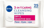 NIVEA 3in1 Caring Cleansing Wipes 25s Pack of 6 | Makeup Remover for Dry Skin by NIVEA